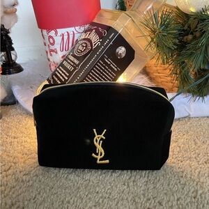 NEWYSL Yves Saint Laurent Beaute Black Velvet Makeup Bag Pouch Cosmetic Bag